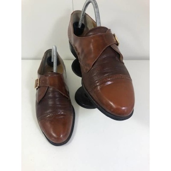Stamati Mastroianni Leather Almond Toe Monk Strap Dress Shoes Brown Mens US 8 main image 6
